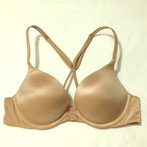 Victorias Secret nude tan very sexy racerback front close push-up bra